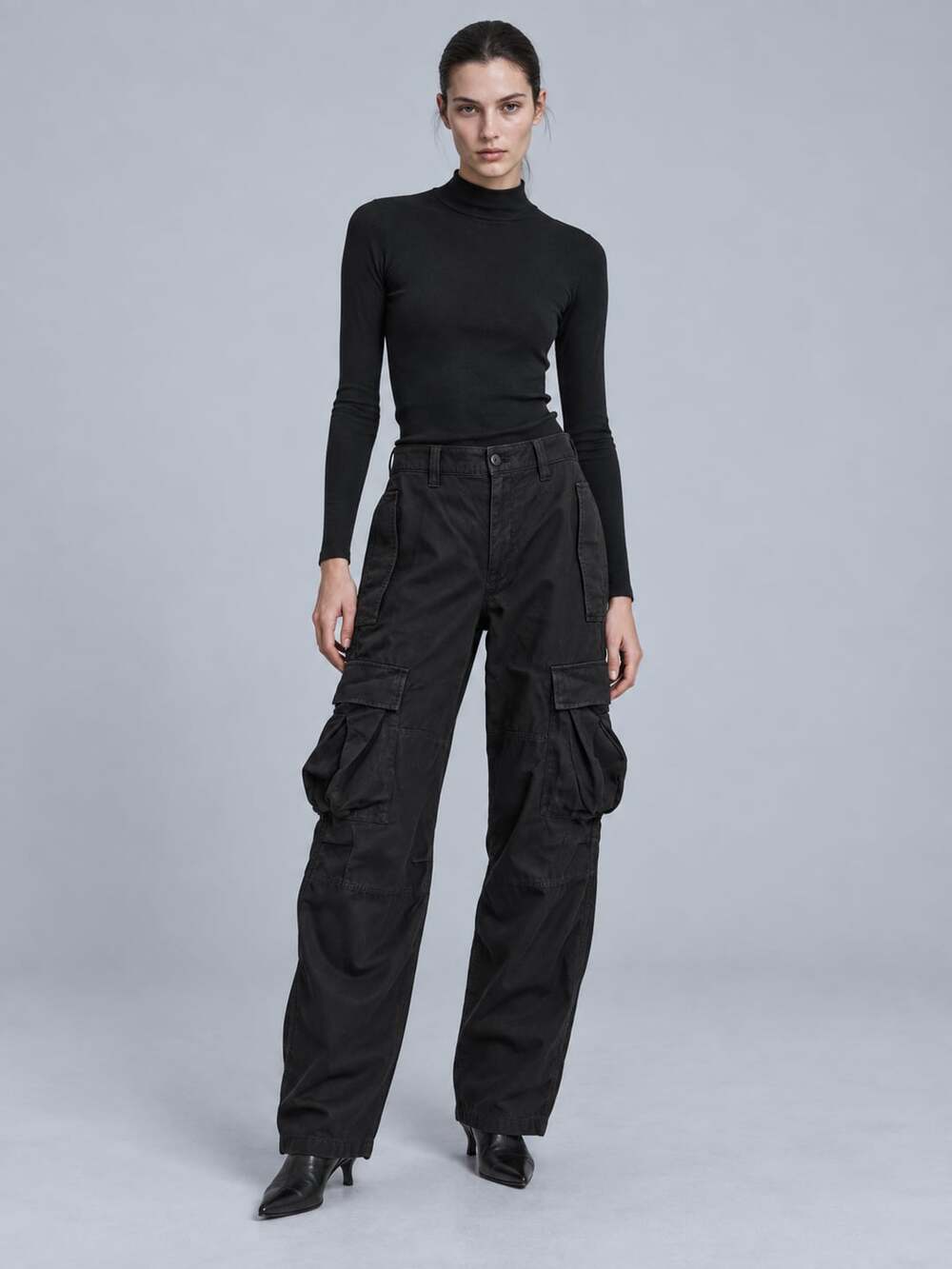 Tna Black Cotton Multi Pocket Utility Cargo Pants Size 8